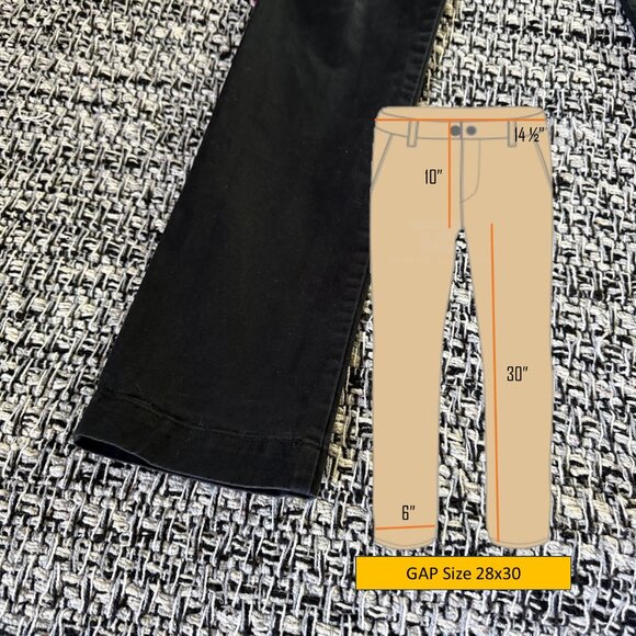 GAP Khaki Flat Front Straight Leg Skinny Stretch Chino Black Khaki Pants Size 28 - Picture 3 of 13